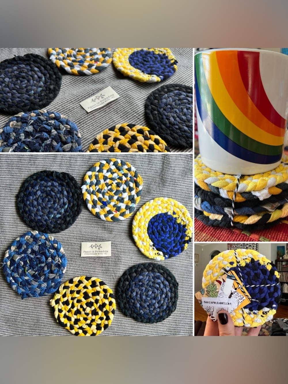 Set of Six Braided Coasters